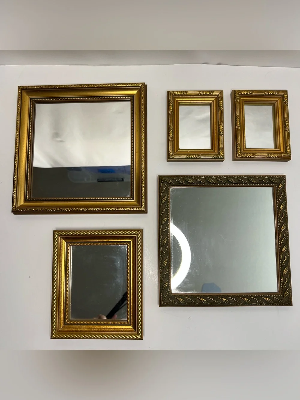 Vintage Gold Framed Decorative Mirrors Set of 5
